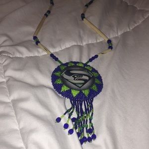 Native American beadwork Seahawk necklace